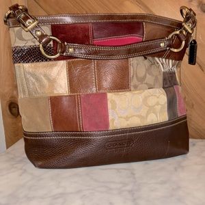 Coach Holiday Leather MultiColor Patchwork Shoulder Bag